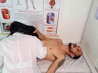 Hey, what if this naughty nurse makes the patient's cock super hard with her big ass and wet pussy? Can she handle his monster cock in rough fucking at the hospital?