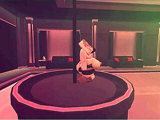 New stripper at the club dances seductively, rips clothes, rides big cock to creampie.