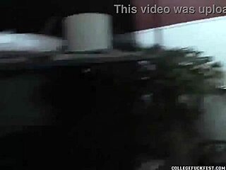 teen gets her pussy fucked hard in standing pose at dorm party