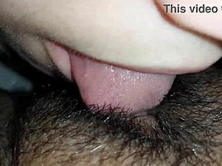 i love eating my brunette girlfriend's hairy pussy in close-up lesbian session