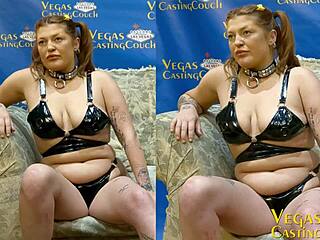 cute redhead hints at chained bdsm play with blindfold and hot wax