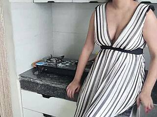 Sexy Indian teen enjoys hardcore creampie sex in kitchen close-up action