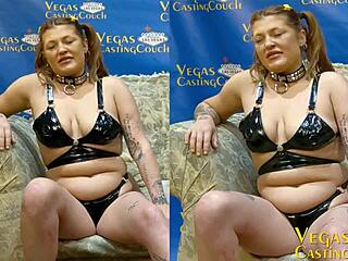 cute redhead hints at chained bdsm play with blindfold and hot wax