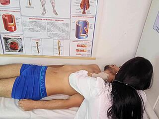 Hey, what if this naughty nurse makes the patient's cock super hard with her big ass and wet pussy? Can she handle his monster cock in rough fucking at the hospital?