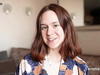 anca dives into an intense solo dildo session bent over with her shaved pussy on display