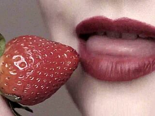 detailed close up exploration of beautiful babe's lips in a simple fetish style presentation without any added elements or actions for pure focus