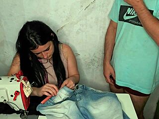 costureira gets excited seeing client erection for wet pussy action