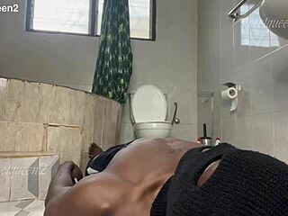 Piss drinking ebony slut enjoys her golden shower session with wet pussy and big ass worship