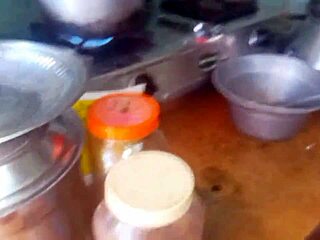 Watch this hot desi bhabhi cooking up steamy homemade action in the kitchen with her roommate!