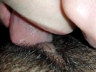 i love eating my brunette girlfriend's hairy pussy in close-up lesbian session