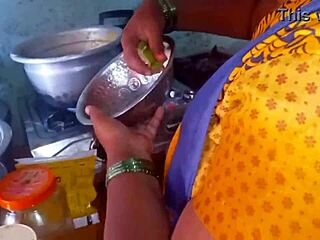 Watch this hot desi bhabhi cooking up steamy homemade action in the kitchen with her roommate!