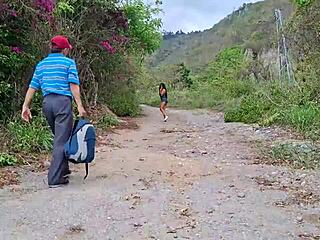 Old day laborer roughly fucks busty big-assed peasant woman with huge natural tits