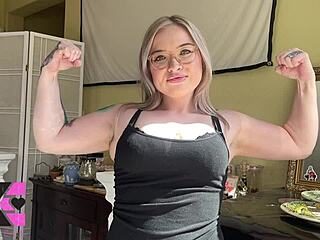 Watch Muscular Blonde Bodybuilder Flex Arms and Ass in Slow-Motion Domination