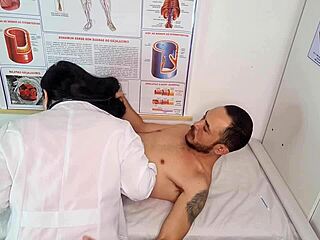 Hey, what if this naughty nurse makes the patient's cock super hard with her big ass and wet pussy? Can she handle his monster cock in rough fucking at the hospital?