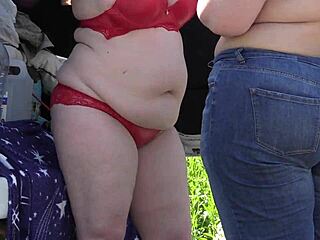 why are these mature lesbians with big asses flashing lingerie in the park?