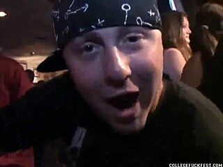 teen gets her pussy fucked hard in standing pose at dorm party