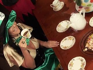 Cosplay orgy heats up with cum swapping and wild tongue action in costumes.