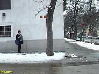 redhead bbw milf peeing in public