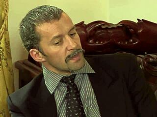 So this cute brunette secretary in stockings bends over for her boss who plows her tight ass in a hardcore doggystyle session to ease his tension. She rides him wildly too.