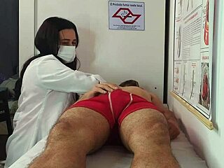 Hey, check out this nurse and aesthetician watching the patient's erection