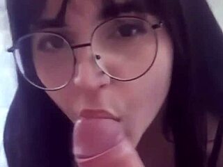 Naughty latina teen giving oral on big cock
