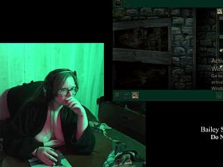 Naked brunette BBW with big natural tits haunts castle in game playthrough