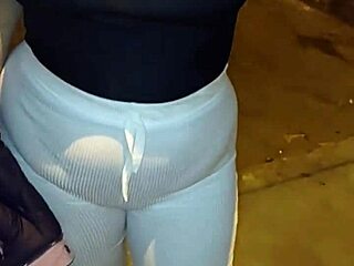 i spotted this mature blonde milf with a huge ass in red thong on the street, flashed her and convinced her to hook up outdoors