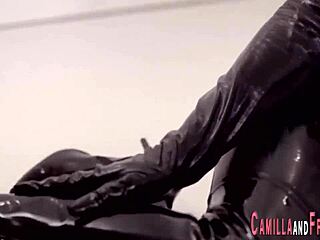 Provocative BDSM Shemale in Latex Enjoys Intense Buttplug Play