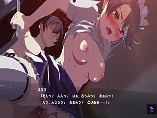 Maid costume cosplay girl attacks with intense hardcore action