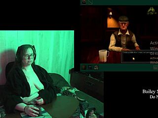 Naked brunette BBW with big natural tits haunts castle in game playthrough