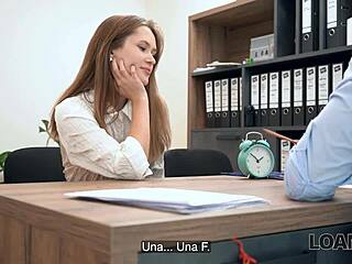 Oh wow, perfect babe Una Fairy with natural tits gets fucked on office desk during casting interview punishment