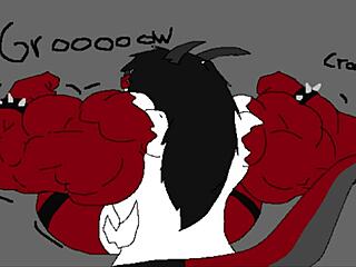 Wendy experiences intense muscle growth transformation with powerful bodybuilder physique