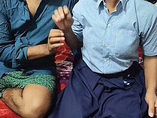 Hey, check out this desi college girl getting wild with her boyfriend in hot action.