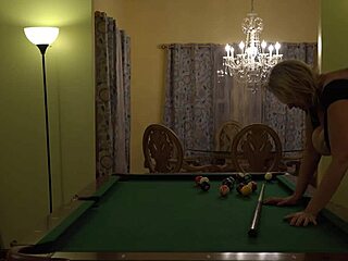 I feel so aroused as hot milf wife gets hard handling on pool table with huge tits rocking