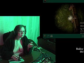 Naked brunette BBW with big natural tits haunts castle in game playthrough