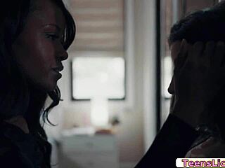 Two Hot Black And Brunette Babes Kissing And Licking Pussy In 69 Position