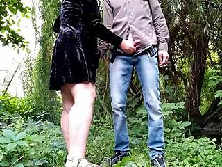 bent over and pounded curvy woman doggystyle outdoors in the park