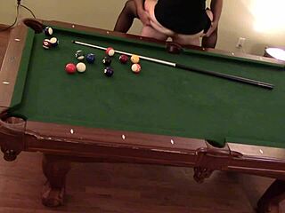 I feel so aroused as hot milf wife gets hard handling on pool table with huge tits rocking