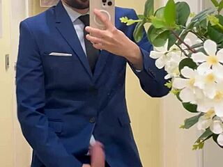 Hot Daddy Jerking Off Monster Cock in Public Toilet