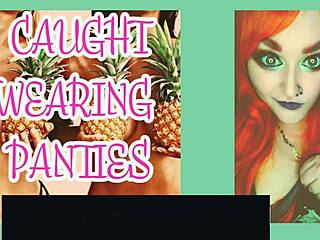 You got caught wearing my panties and sucking my dildo