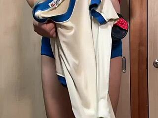 Massive Anal Plug Hanging During Walk Later Busty Maid Cosplay In Uniform