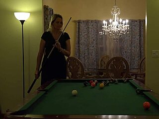I feel so aroused as hot milf wife gets hard handling on pool table with huge tits rocking