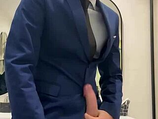 Hot Daddy Jerking Off Monster Cock in Public Toilet