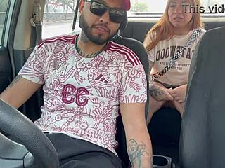 Latina Babe Masturbates Taxi Driver Outdoors