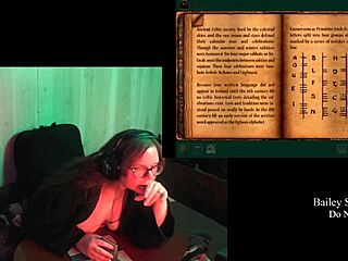 Naked brunette BBW with big natural tits haunts castle in game playthrough