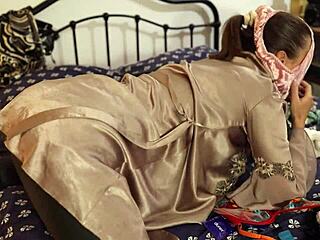 French Amateur in Satin Lingerie and Leather Pants Enjoys Rimming Blowjob and Doggystyle Pov