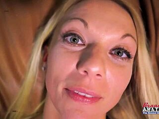 Wow, Skinny Mature Blonde Rubs Wet Shaved Pussy and Sucks Throbbing Cock for Cumshot!