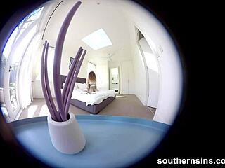 Bound hairy beauty masturbates to climax 😍