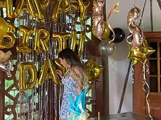 Best Birthday Surprise with Real Cock Filling Ass with Milk Spoiler