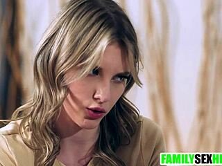 Blonde milf guides young couple in group sex session